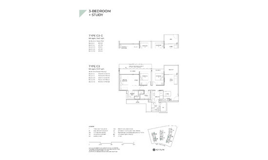 Novo Place Floor Plans 3BR + Study C3